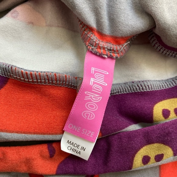 NWT LuLaRoe OS leggings Halloween purple gray striped ghosts dopamine one size - Picture 3 of 3